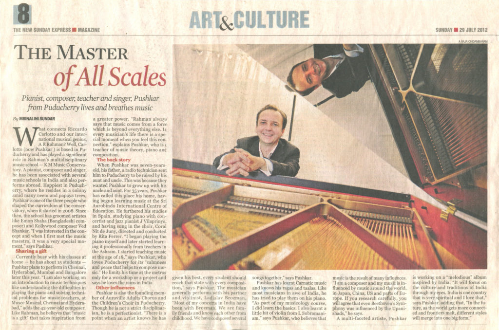 Article in the The New Sunday Express, Sunday 29 July 2012